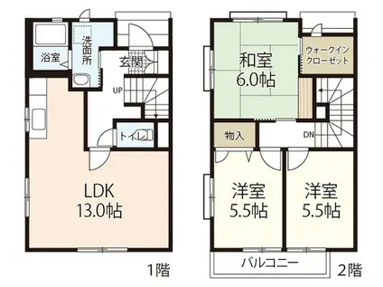 ツインハイツ(3LDK/1階)の間取り写真