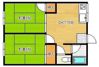 日明ビル(2DK/1階)の間取り写真