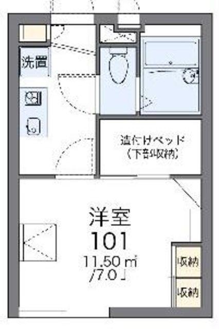 レオパレスグリーンガーデン町屋(1K/2階)の間取り写真