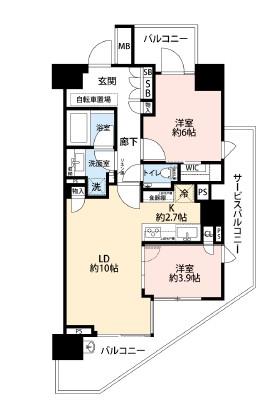 ブランズ芝浦(2LDK/3階)の間取り写真