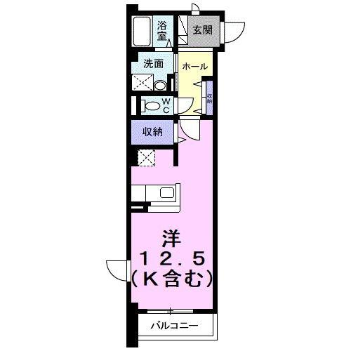 ポワール(ワンルーム/1階)の間取り写真