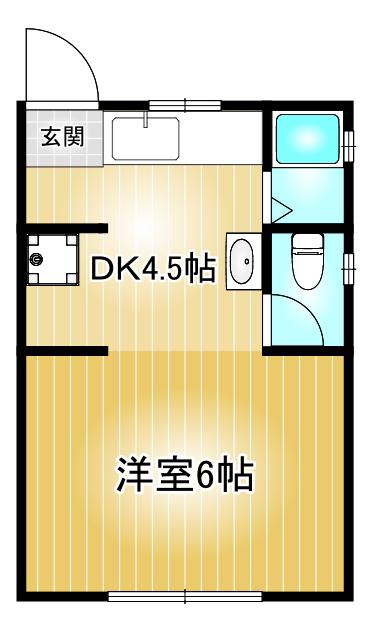 グランズ自由ヶ丘(1DK/1階)の間取り写真
