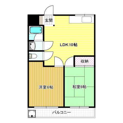 長尾マンション(2LDK/2階)の間取り写真