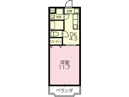 エテルナ清尚(1DK/2階)の間取り写真