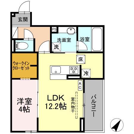 DCREST新川S(1LDK/1階)の間取り写真