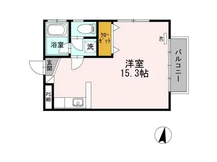 ハピネス本郷I(ワンルーム/1階)の間取り写真