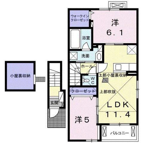 シエロ ガーデン I(2LDK/2階)の間取り写真