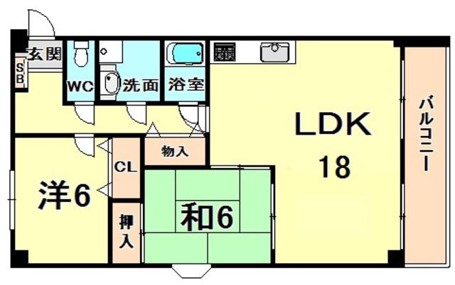 GRANDE苦楽園口(2LDK/3階)の間取り写真