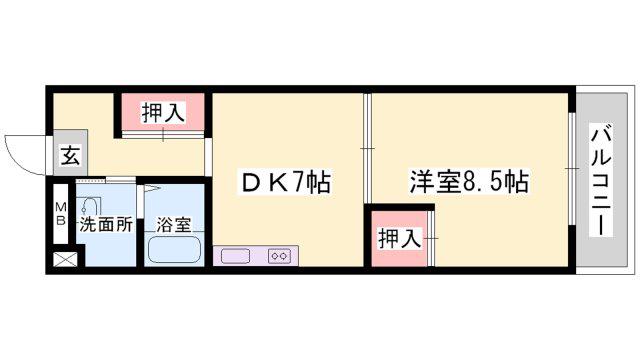 セルジュYS姫路(1DK/5階)の間取り写真