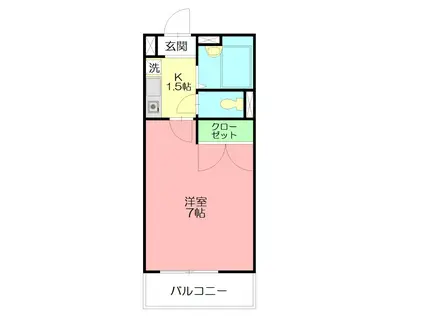 わかばIII(1K/3階)の間取り写真