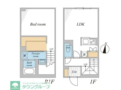 LEGALAND桜新町ANNEX(1LDK/B1階)の間取り写真