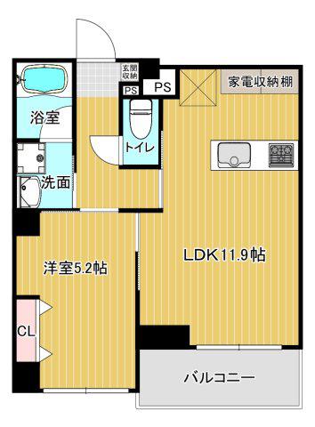 エグゼ八木北(1LDK/5階)の間取り写真