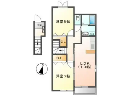 エテルノ・リブラ(2LDK/2階)の間取り写真