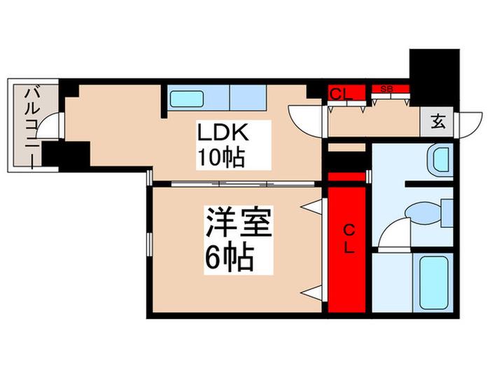 スカイコート日本橋人形町 第5(1LDK/9階)の間取り写真