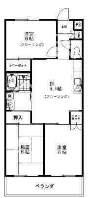 ラ・ヴィオール(3DK/4階)の間取り写真