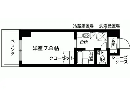 地下鉄烏丸線 烏丸御池駅 徒歩6分 8階建 築25年(1K/3階)の間取り写真