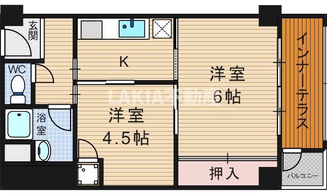 堀江テラス(2K/10階)の間取り写真