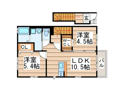 メゾン フリジア(2LDK/2階)の間取り写真