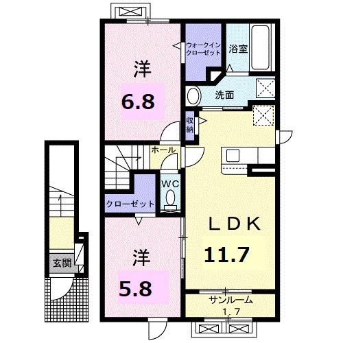 ユートピア・ホーム(2LDK/2階)の間取り写真