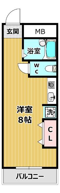 リーゼ北野(ワンルーム/4階)の間取り写真