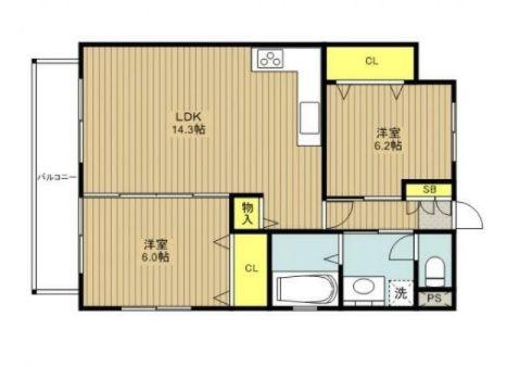 VILLA OCEAN COURT(2LDK/3階)の間取り写真