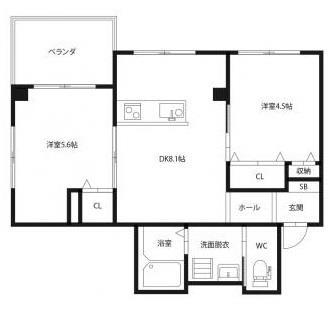 ピース コウセイ 北佐古 B棟(2DK/2階)の間取り写真