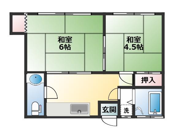 第一アパ-ト(2K/2階)の間取り写真