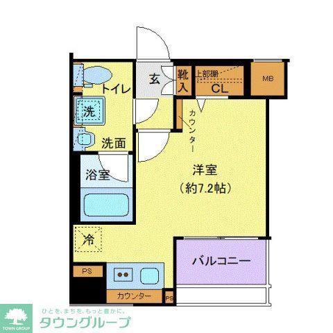CREVISTA四ツ木(ワンルーム/4階)の間取り写真