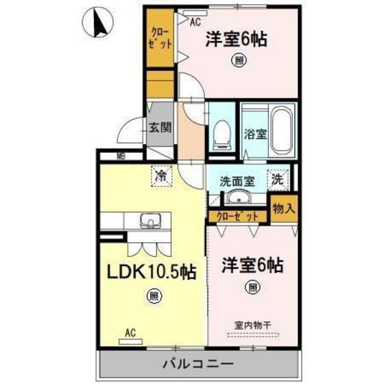 コーポラスヤナセV(2LDK/3階)の間取り写真