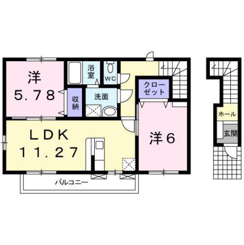 アプローズ(2LDK/2階)の間取り写真