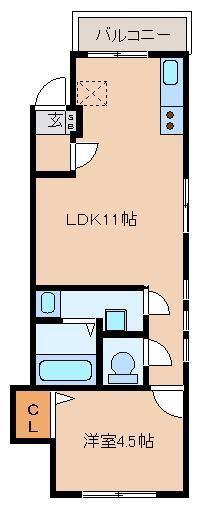 リテラ香椎IV(1LDK/2階)の間取り写真
