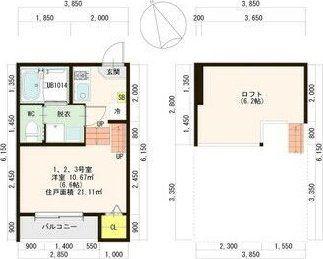 TSメゾン台原(1K/2階)の間取り写真