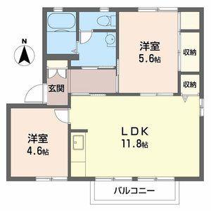 ジュネスのざとイースト(2LDK/2階)の間取り写真