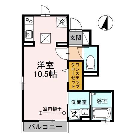 タカラコート(ワンルーム/1階)の間取り写真