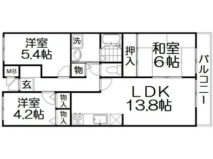 ラ・ジョリーメゾン(3LDK/1階)の間取り写真