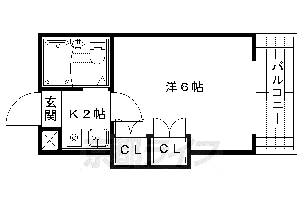 山科第3(1K/1階)の間取り写真