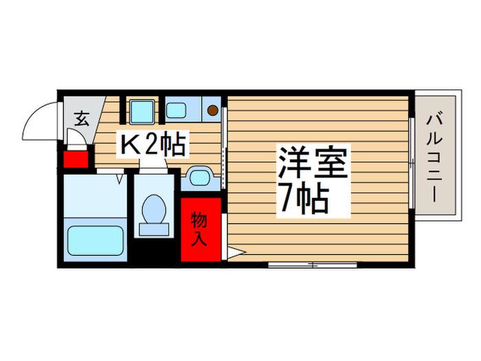 サンモリッツガーデン(1K/1階)の間取り写真