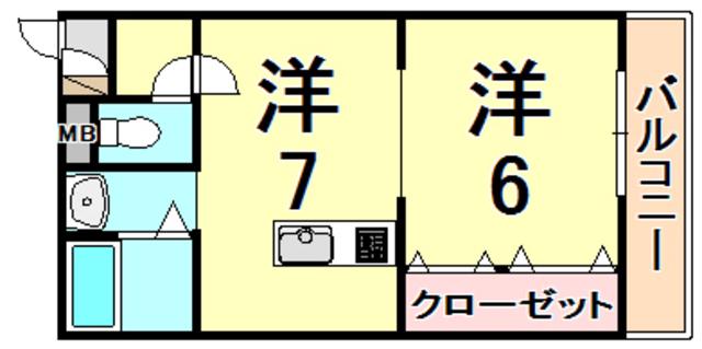 ドムール甲子園(1SDK/5階)の間取り写真