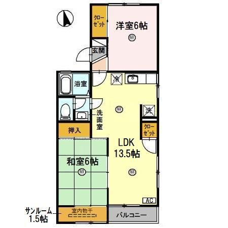 サニ-コート聖 A(3LDK/2階)の間取り写真