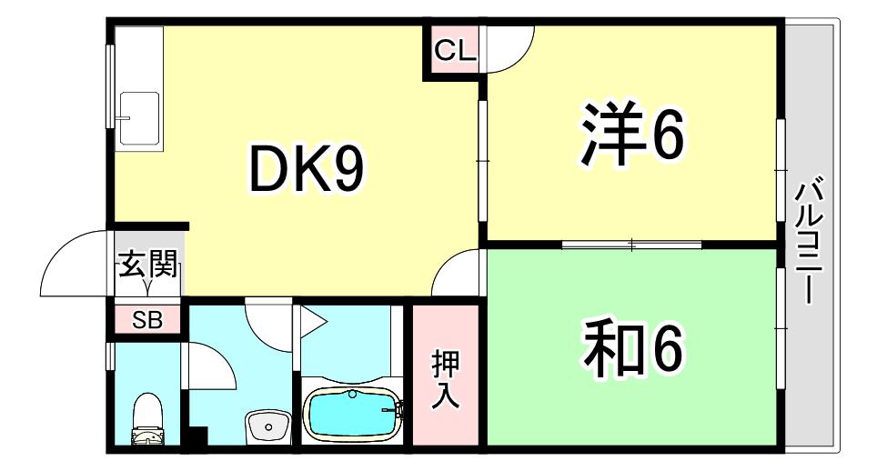 サンコート塚口(2DK/2階)の間取り写真