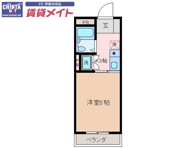 そうりょうハイツ(1K/2階)の間取り写真