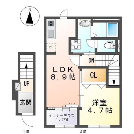 スターテラスII南田町(1LDK/2階)の間取り写真