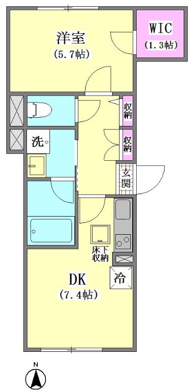 ラ・メール(1DK/1階)の間取り写真