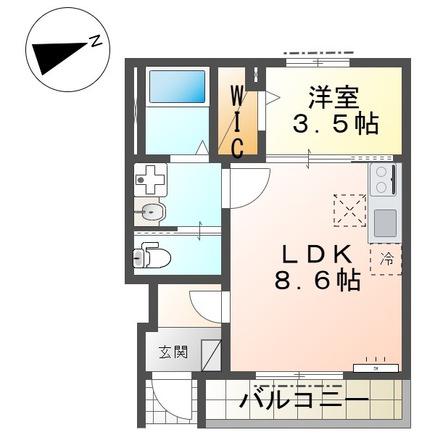 アヴェリア(1LDK/1階)の間取り写真