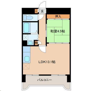 ベルソーレ木ノ下(1LDK/12階)の間取り写真