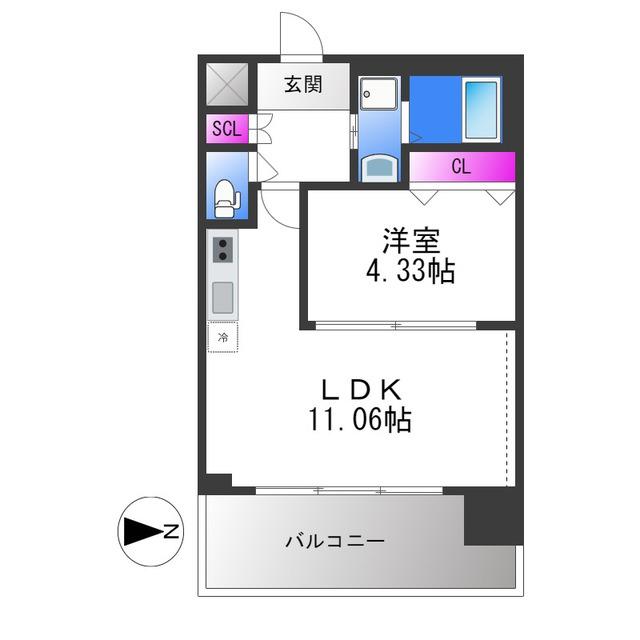 プレジオ荒本新町(1LDK/12階)の間取り写真