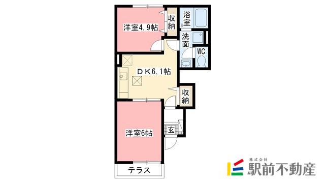 スパーブA(2DK/1階)の間取り写真