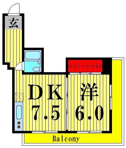 ユニバーサルマンション(2DK/3階)の間取り写真