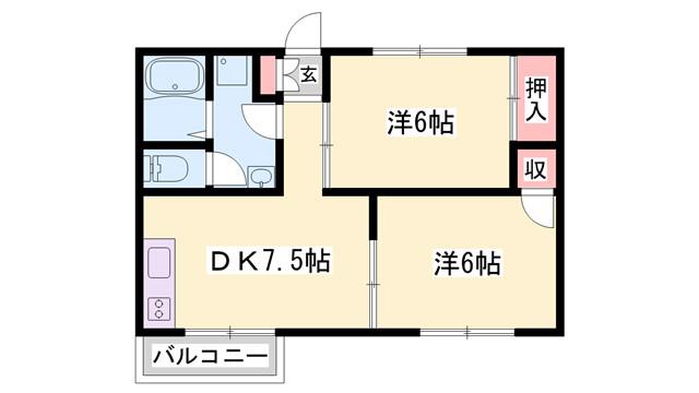 ファミールコーポ(2DK/1階)の間取り写真
