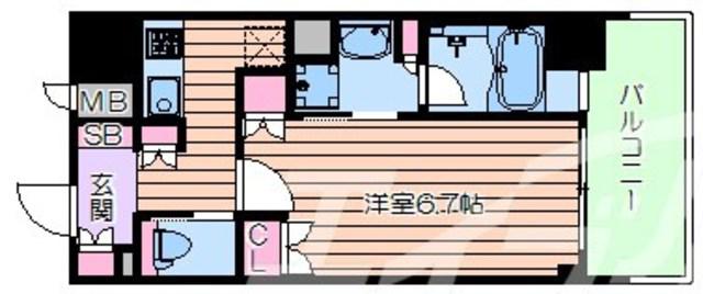 リーガル靱公園南II(1K/11階)の間取り写真